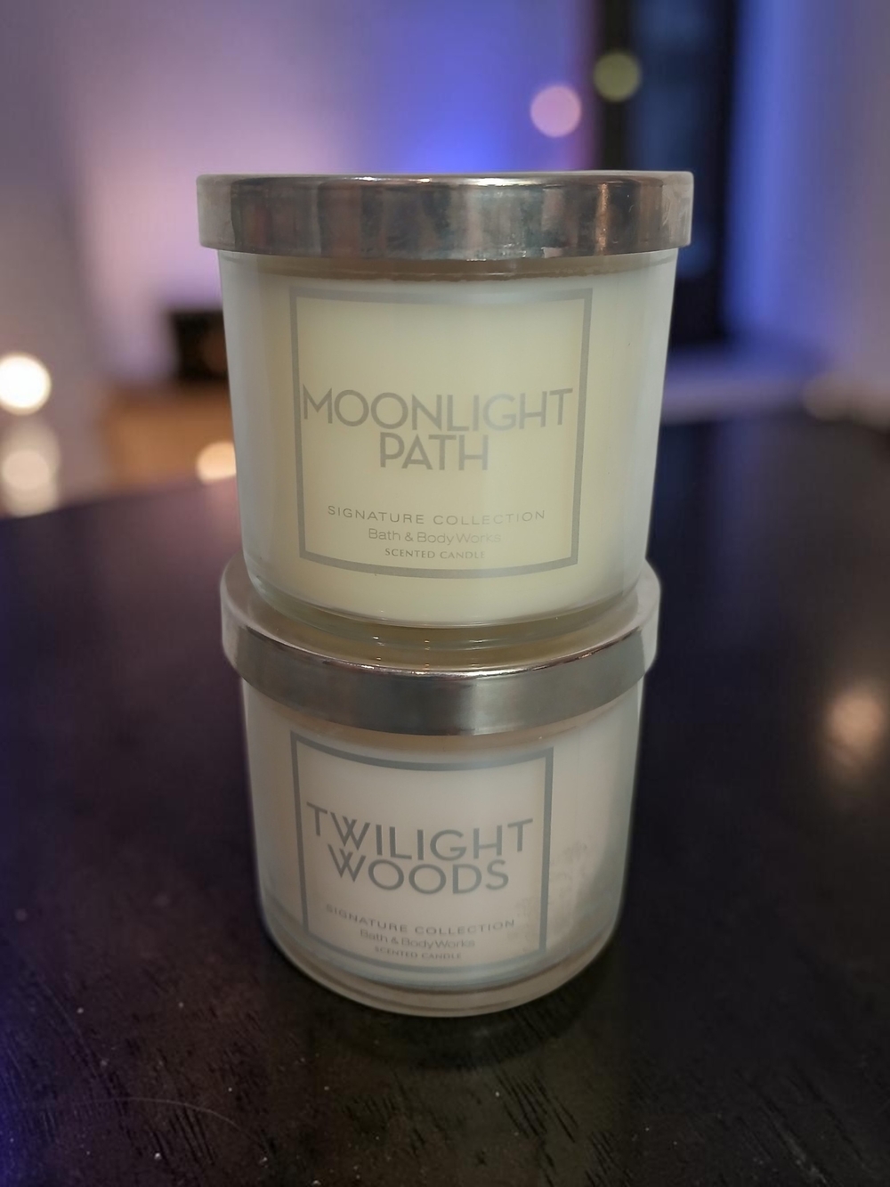 Bath & Body Works Moonlight Path & Twilight Woods Dual Scent White Candles